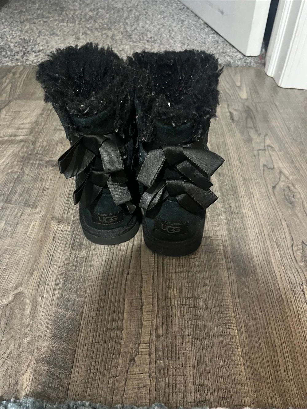 Girl’s Black Faux-Fur Moon & Stars Winter Boots